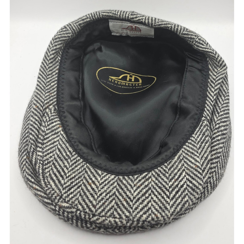 Headmaster Herringbone Flat Cap 6 7/8 Driver Gatsby Scully Hat - Picture 6 of 10